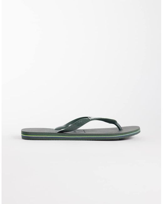 Havaianas Green Brazil Logo Flip Flops