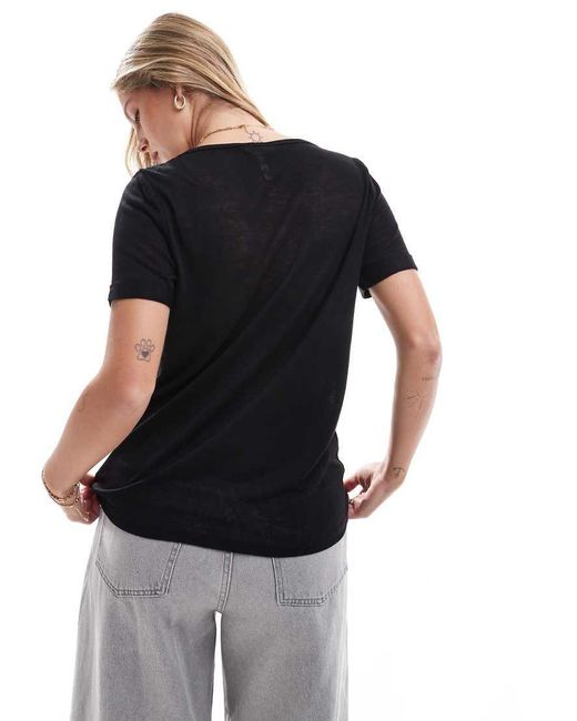 Object T-Shirt Met V-Hals in het Black