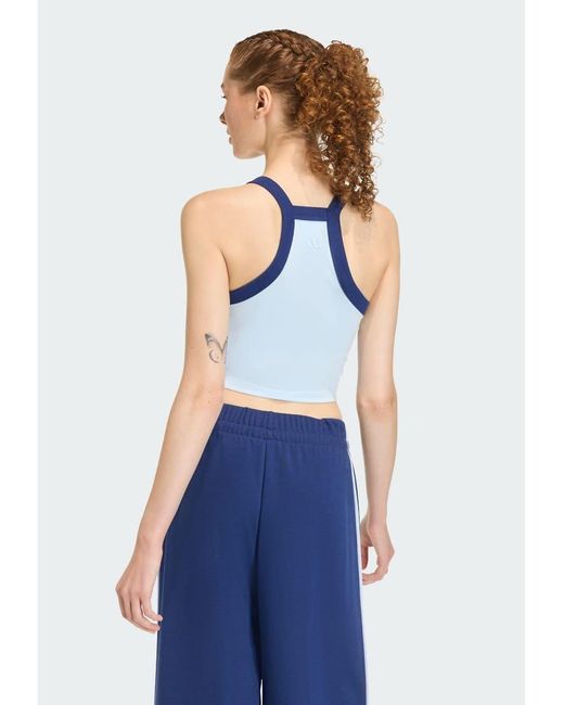 Adidas Originals Blue Seasonal Essentials Colorpop Tank With Embroidered Graphic