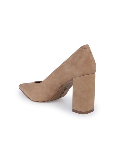 OFF THE HOOK White Brandy Suede Leather Pointed Toe Block Heel Pumps