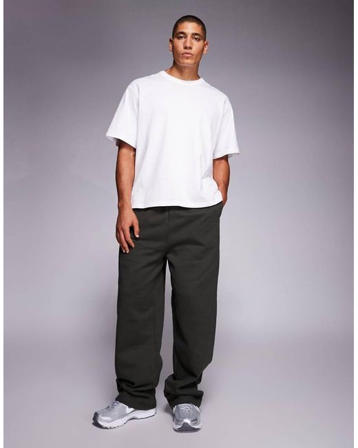 ASOS Black Premium Heavyweight Wide Leg Trackies for men