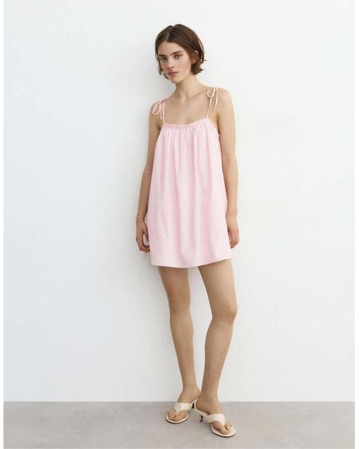 Pull&Bear Pink Short Strappy Ruffle Dress
