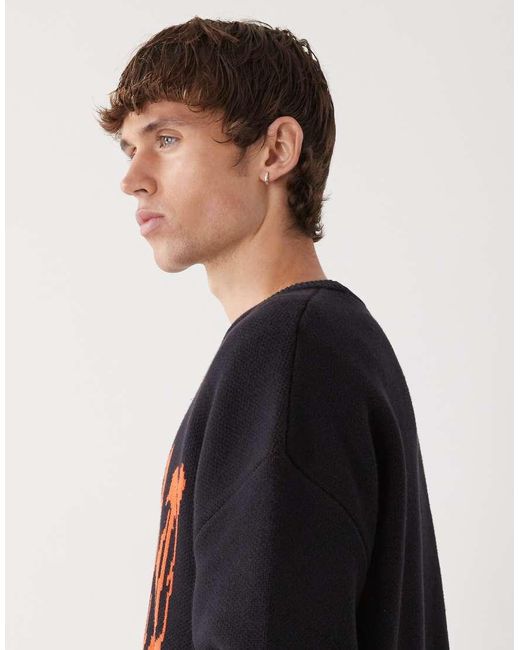 Weekday Oversized Jumper With Red Graphic Jaqcuard for men