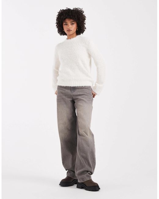 Threadbare White Crew Neck Fluffy Soft Touch Jumper