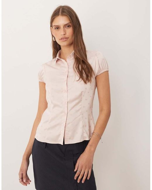 Motel Natural Meline Satin Jacquard Blouse