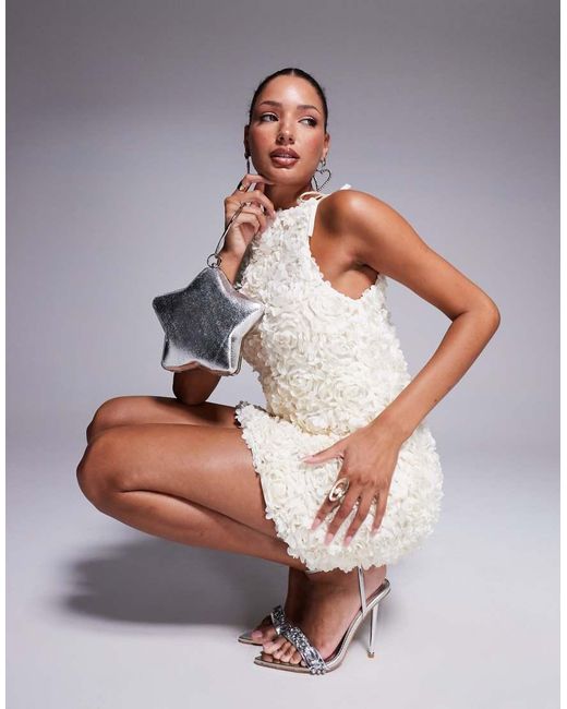 River Island Gray 3d Petal Mini Dress