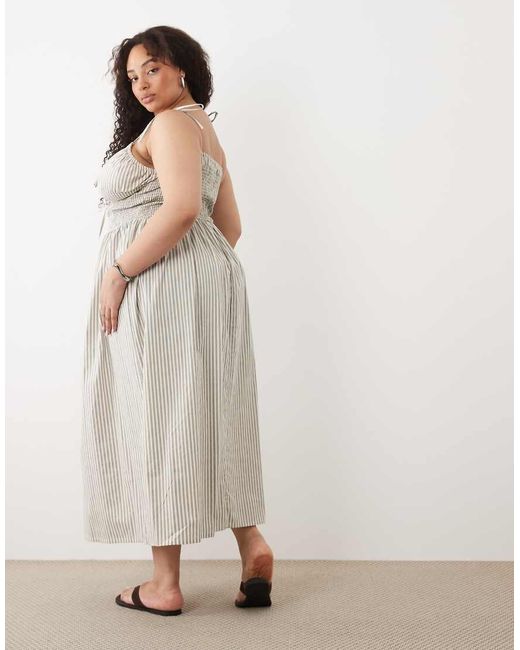 Esmee Curve Natural Esmée Curve Tie Strap Shirred Beach Maxi Dress