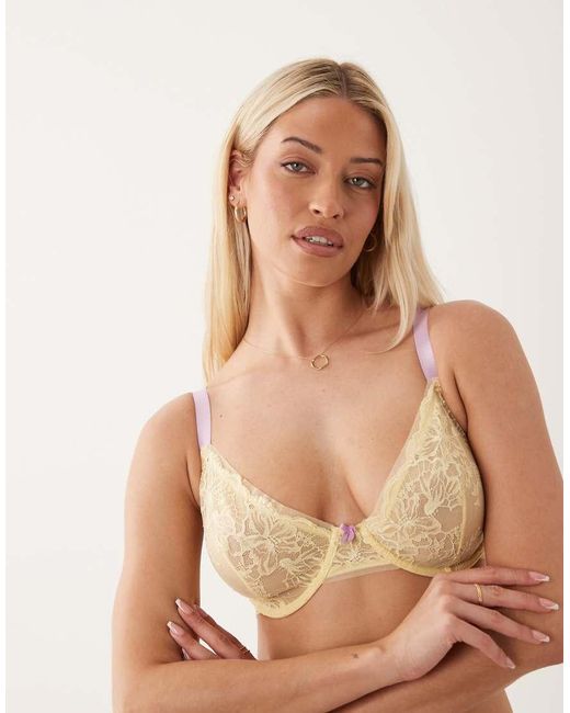 ASOS Brown Fuller Bust Stevie Lace Underwire Bra With Contrast Trims