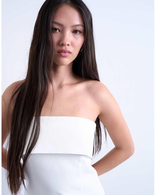 TOPSHOP White Foldover Long Line Top Bandeau