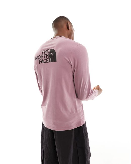 Easy - t-shirt a maniche lunghe color malva con stampa sul retro di The North Face in Pink da Uomo