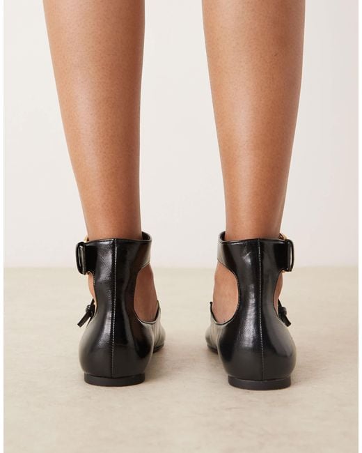 ASOS Natural Lorna Oversized Buckle Mary Jane Ballet Flats