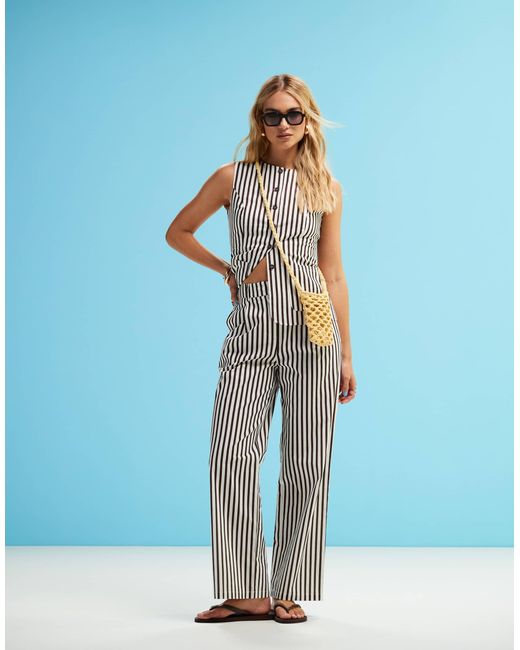 4th & Reckless Blue Tailored Button Through Waistcoat Top Co-ord