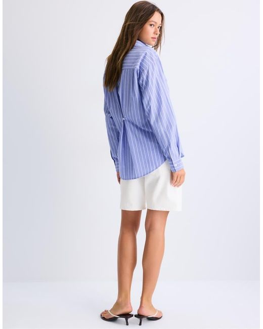 Stradivarius Blue Adjustable Regular Poplin Shirt