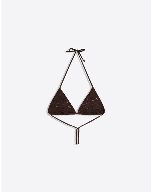 Bershka Blue Sequin Triangle Bikini Top