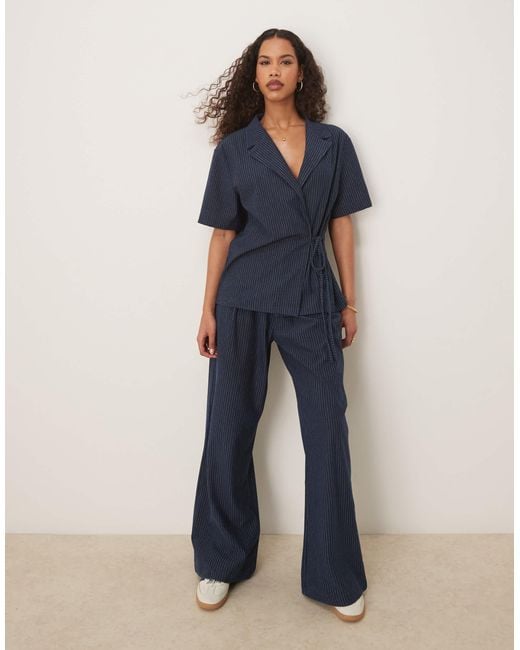 ASOS Blue Denim Look Co-ord Wide Leg Trousers
