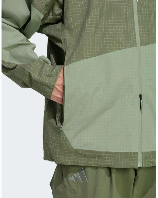 Adidas Originals Green Terrex Xploric 2 Layer Climaproof Jacket for men