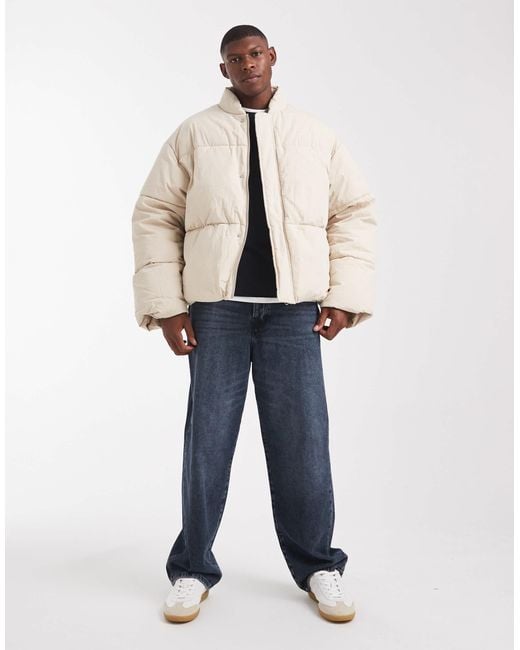 ASOS Natural Oversized Puffer Jacket for men