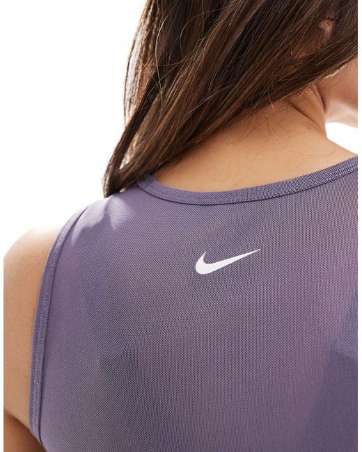 Nike Purple Nike Pro Training Dri-fit 3-inch Mesh Crop Tank Top