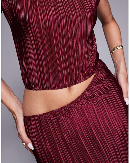 ASOS Red Plisse Cutout Detail Maxi Dress