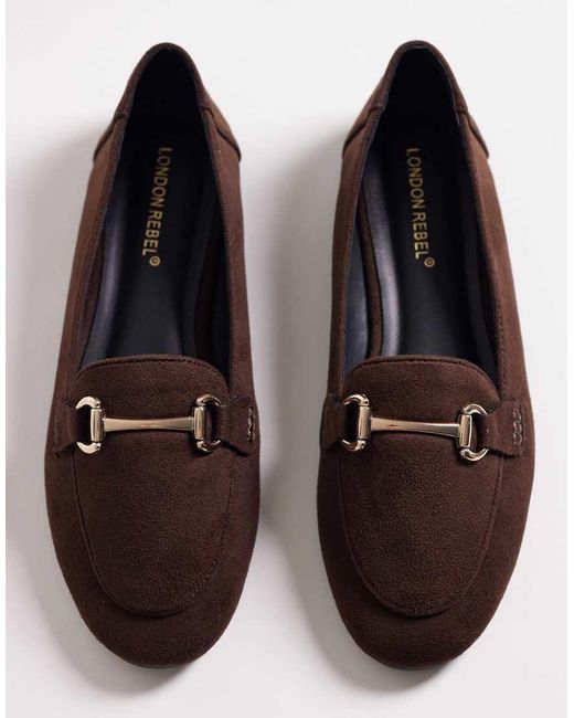London Rebel Brown Nori Buckle Detail Loafer