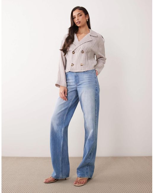 ASOS Natural Double Breasted Drapey Top