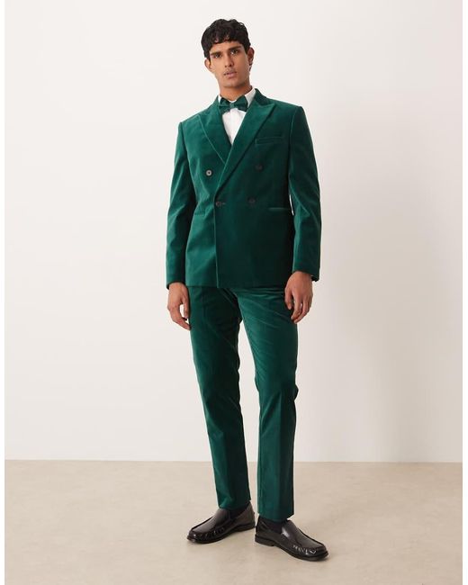 ASOS Green Slim Double Breasted Suit Jacket for men