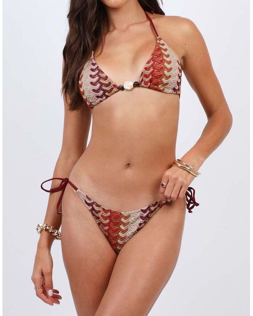SIMMI Red Mora Woven Tie Side Bikini Bottoms