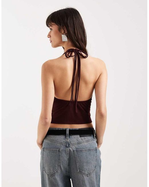 Motel Red Mioto Keyhole Studded Halter Cami Top