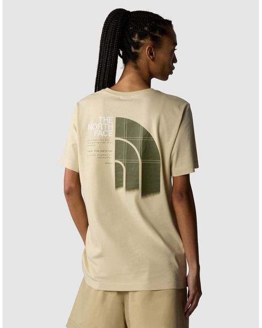 W 3 - t-shirt a maniche corte color ghiaia con grafica di The North Face in Natural