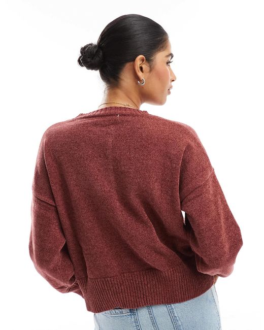 Pull&Bear Red – chenille-strickpullover