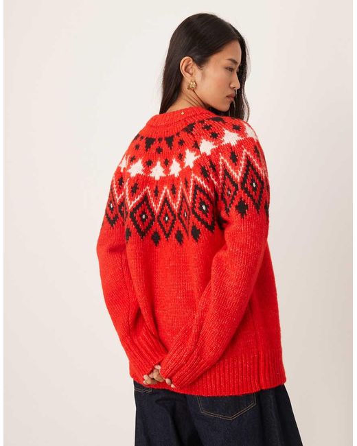 ASOS Red Fair Isle Christmas Tree Chunky Jumper
