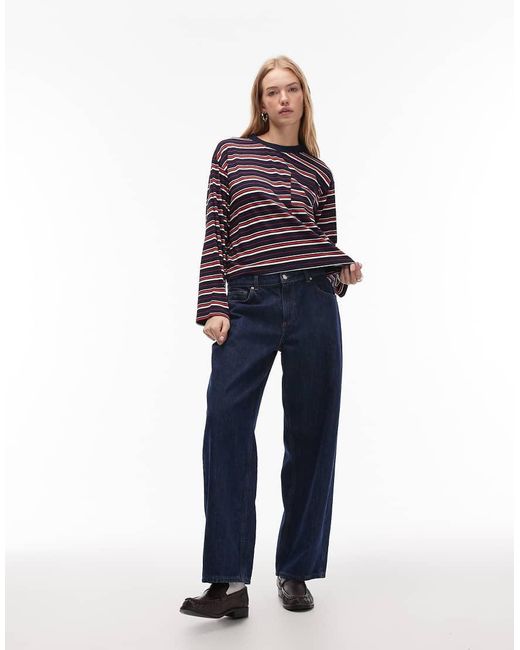 ASOS Recht Gestreept T-Shirt Met Lange Mouwen in het Blue