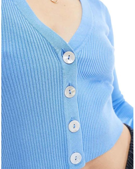 Rebeca Azul De Manga Larga Con Cuello De Pico De Jdy de color Blue