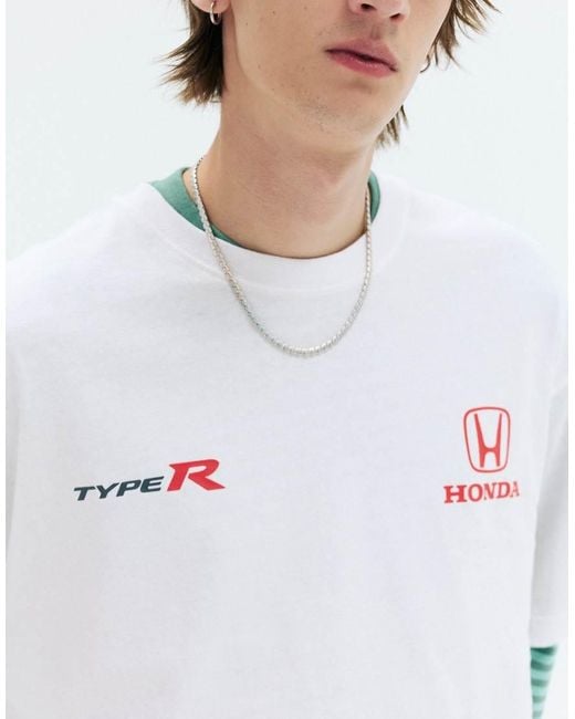 Pull&Bear White Honda Type R T-Shirt for men