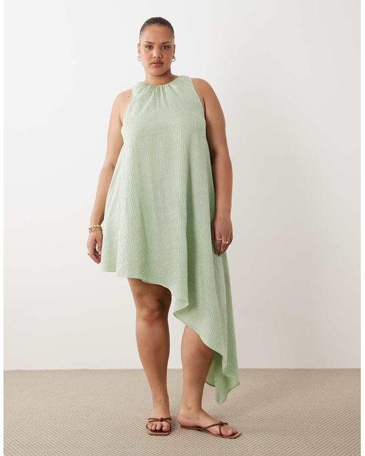 ASOS Green Asos Design Curve Asymmetric Hem Volume Mini Dress