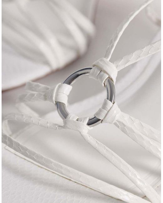 ASOS White Hideaway Ring Detail Strappy Kitten Heeled Sandals