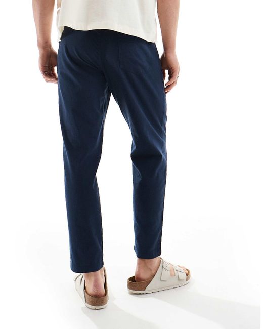 Pantalon en lin coupe ajustée fuselée à cordon Jack & Jones pour homme en coloris Blue