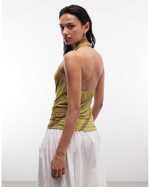 Reclaimed Vintage White Stripe Slinky Halter Top