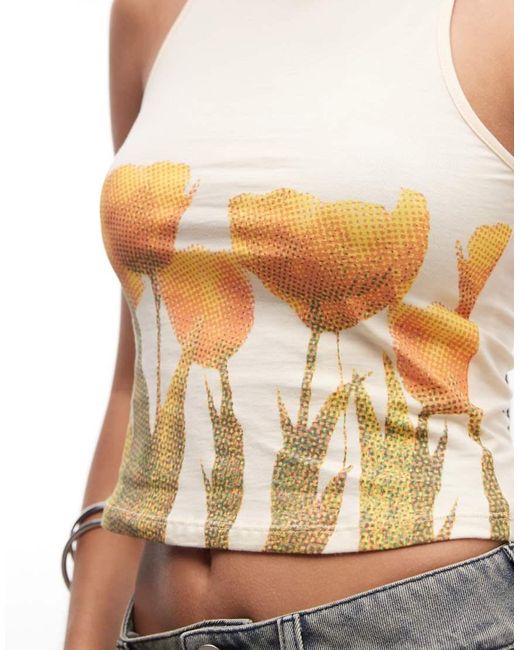 Motel White Blurry Print Dudley Top