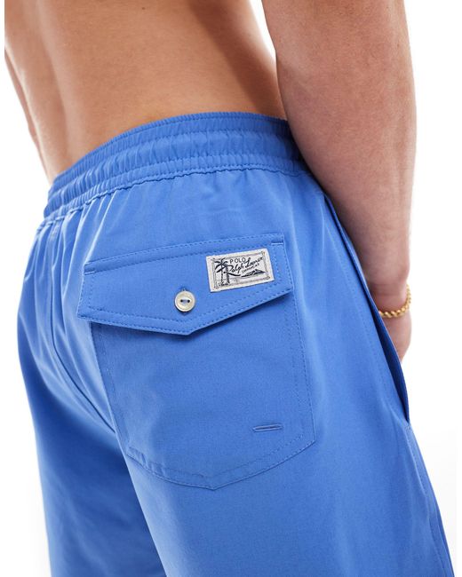 Polo Ralph Lauren Blue Traveler Icon Logo Mid Slim Fit Swim Shorts for men