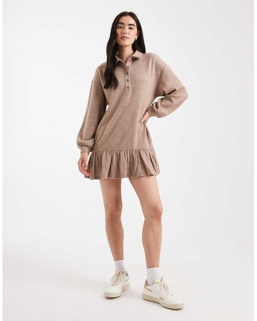 Miss Selfridge Natural Brushed Rib Collar Detail Sweat Dress