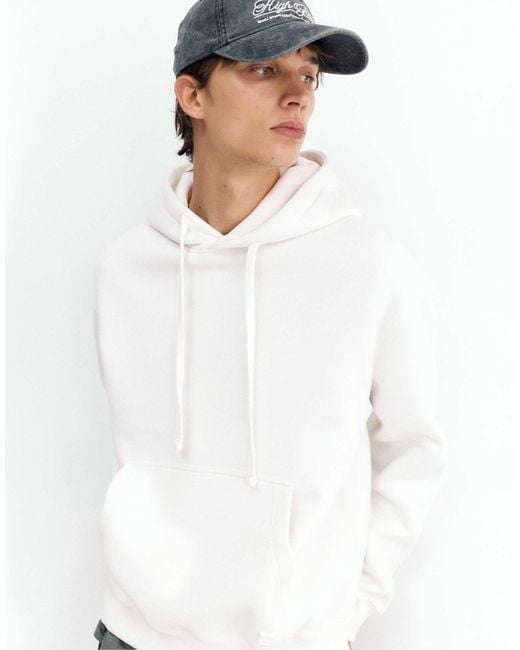Pull&Bear Basic kapuzenpullover in White für Herren