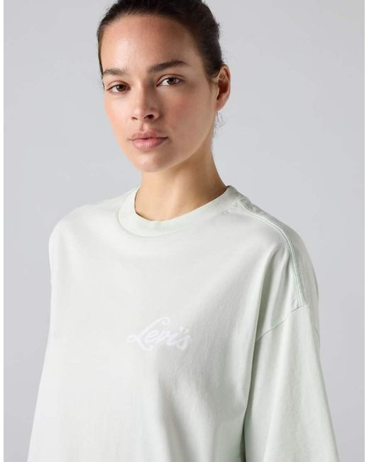 Camiseta Verde Pálido De Manga Corta Con Estampado Gráfico Apilado De Algodón Levi's de color White