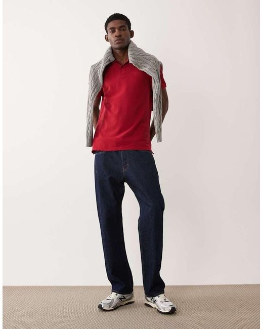Barbour Red Short Sleeved Tailo Fit Pique Logo Polo Shirt for men