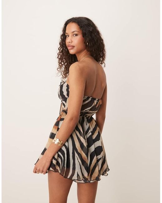 Miss Selfridge Multicolor Beach Chiffon Tie Front Playsuit
