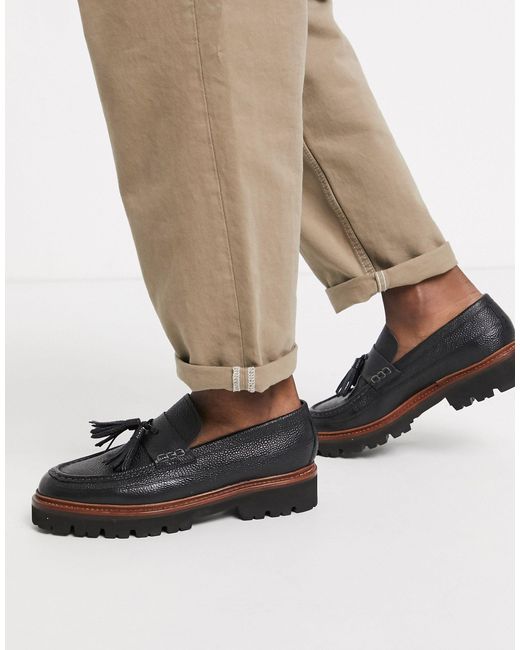 GRENSON – Booker – Loafer aus genarbtem Leder in Black für Herren