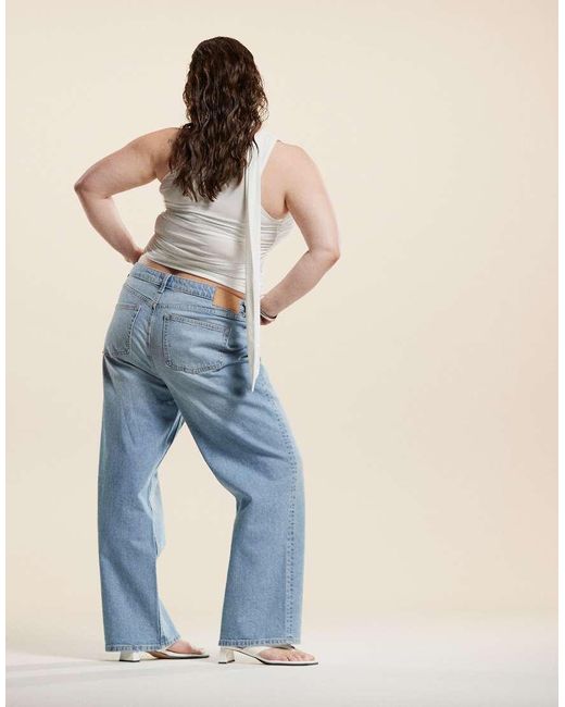 Vaqueros Azul Elásticos De Pernera Recta Cómoda De Asos Design Curve ASOS de color Blue