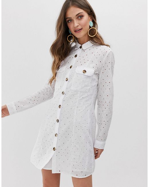 stradivarius white shirt dress