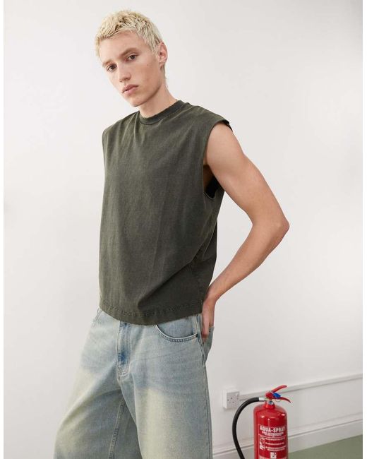 Weekday Black Boxy Fit Tank Top for men
