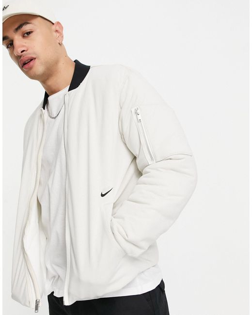 Nike White Premium Insulated Bomber Jacket for men
